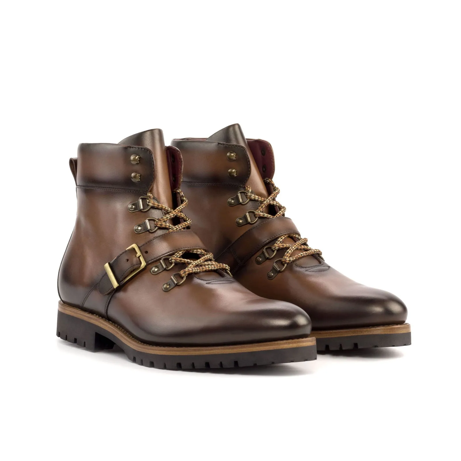Men's Hiking Leather Boots Goodyear Welt Wide Plus Size Brown 5196