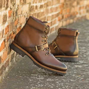 Men's Hiking Leather Boots Goodyear Welt Wide Plus Size Brown 5196