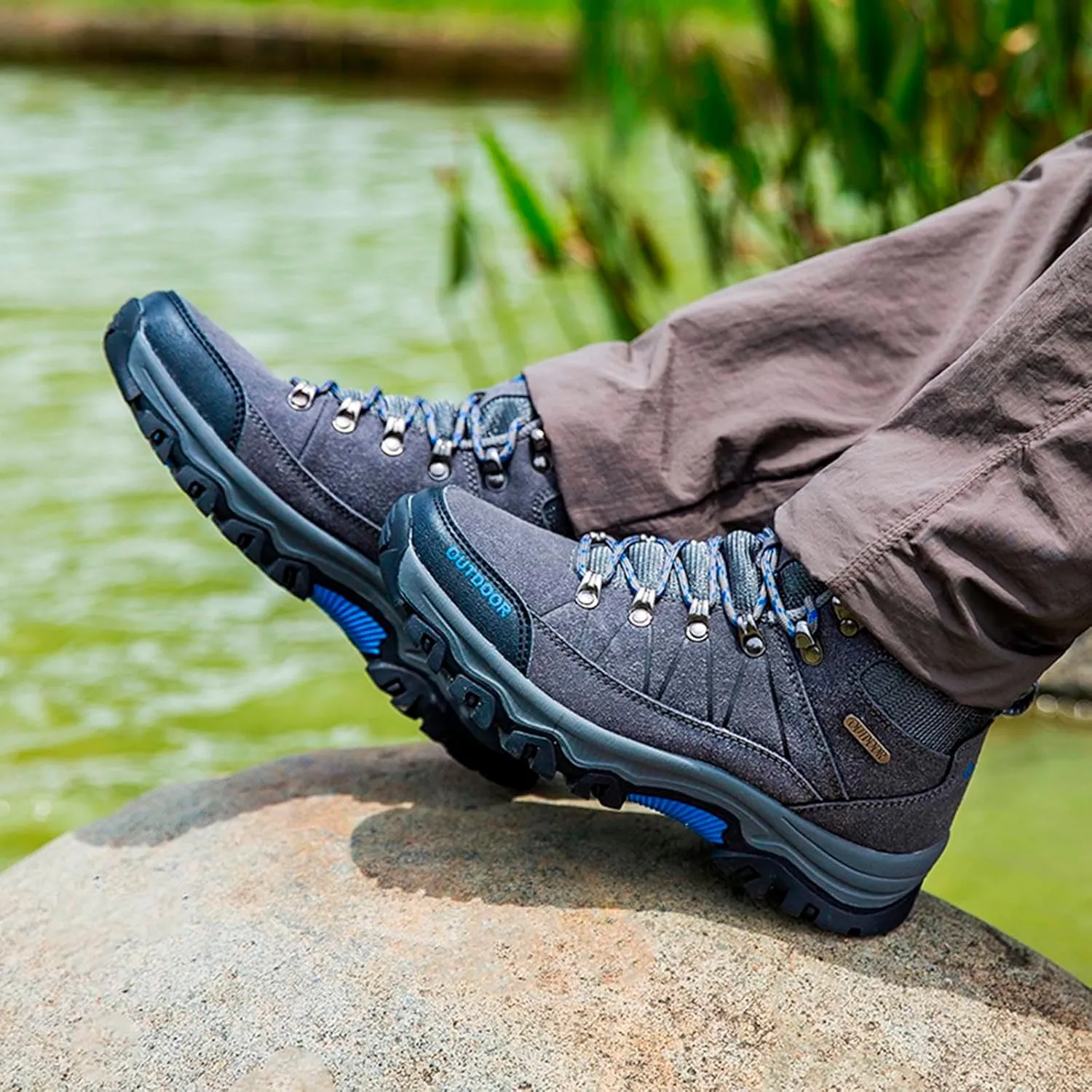 Men's Hiking Shoes Breathable High Top Walking Sneaker Athletic Sport Shoes Outdoor Lightweight Casual Working Shoe