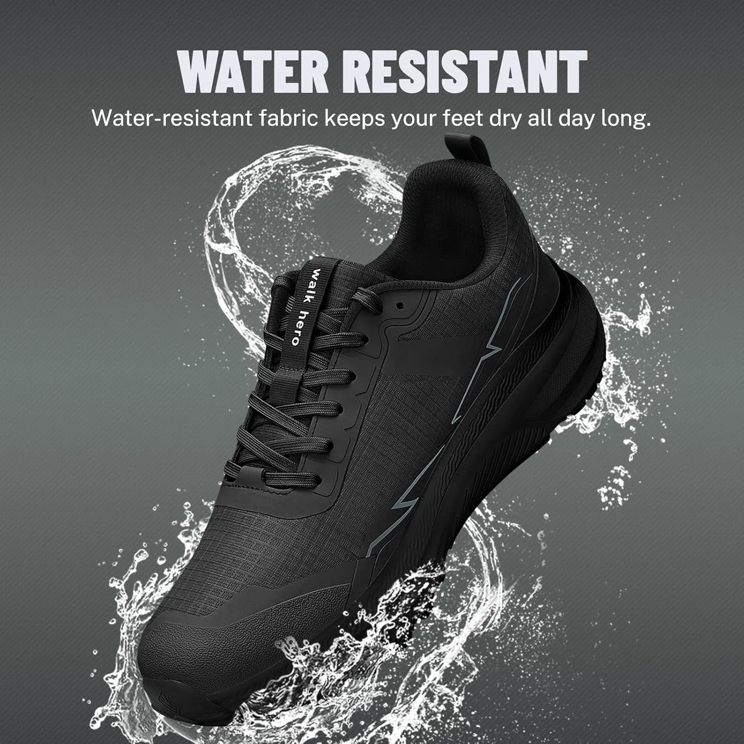Mens Hiking Shoes for Plantar Fasciitis, Orthopedic Walking Shoes with Arch Support, Lightweight Waterproof Sneakers Wide Toe Box Shoes for Foot & Heel Pain Relief