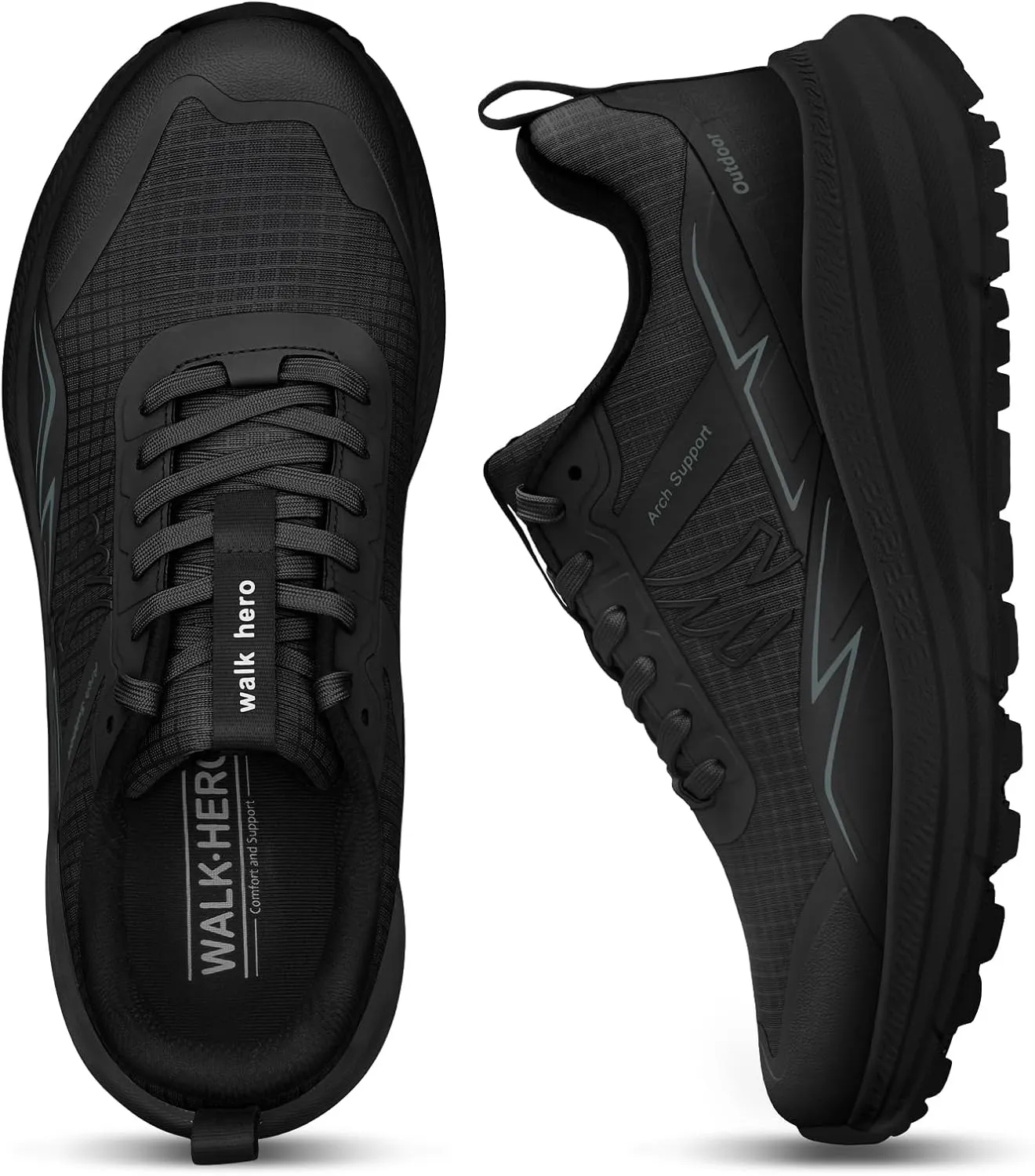 Mens Hiking Shoes for Plantar Fasciitis, Orthopedic Walking Shoes with Arch Support, Lightweight Waterproof Sneakers Wide Toe Box Shoes for Foot & Heel Pain Relief