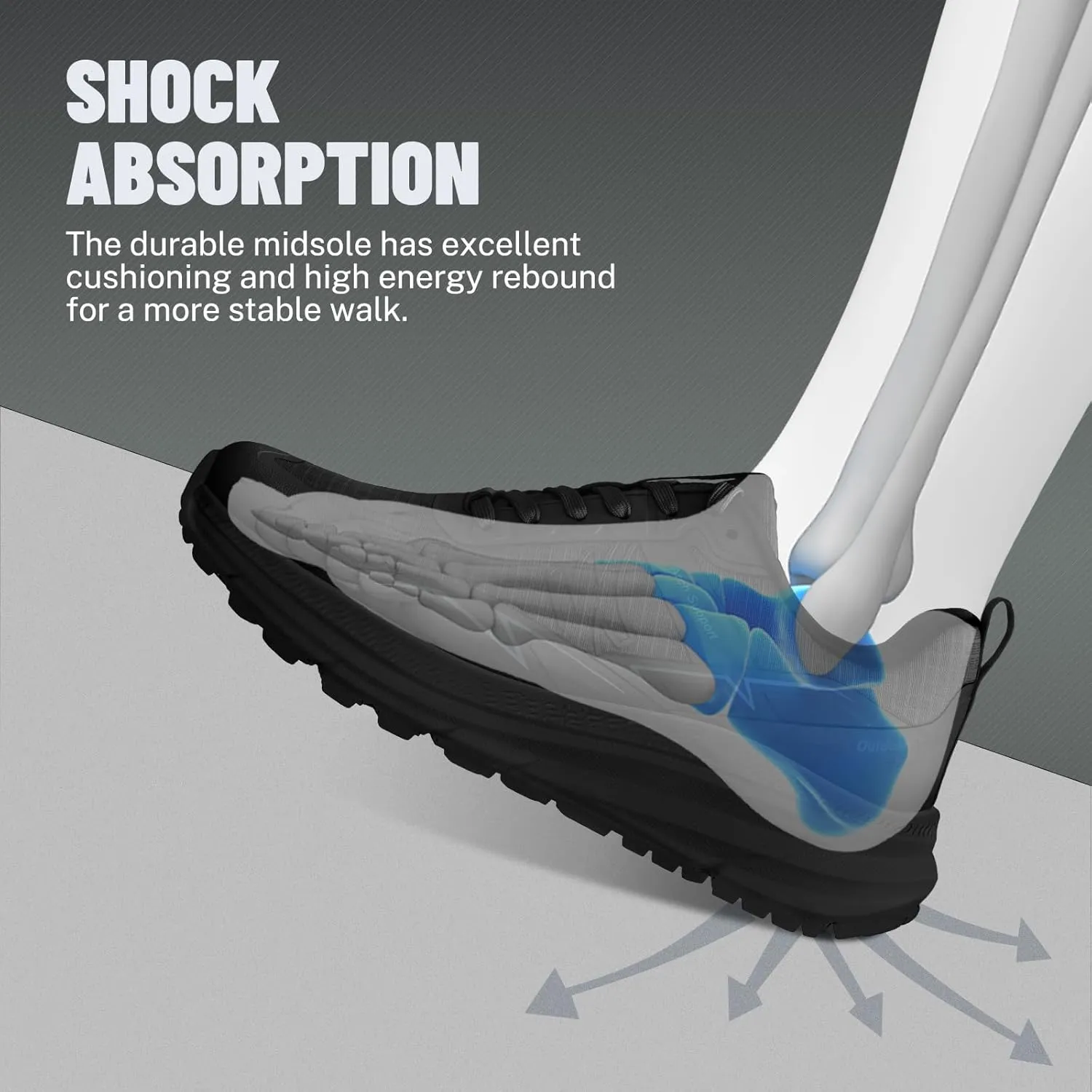 Mens Hiking Shoes for Plantar Fasciitis, Orthopedic Walking Shoes with Arch Support, Lightweight Waterproof Sneakers Wide Toe Box Shoes for Foot & Heel Pain Relief