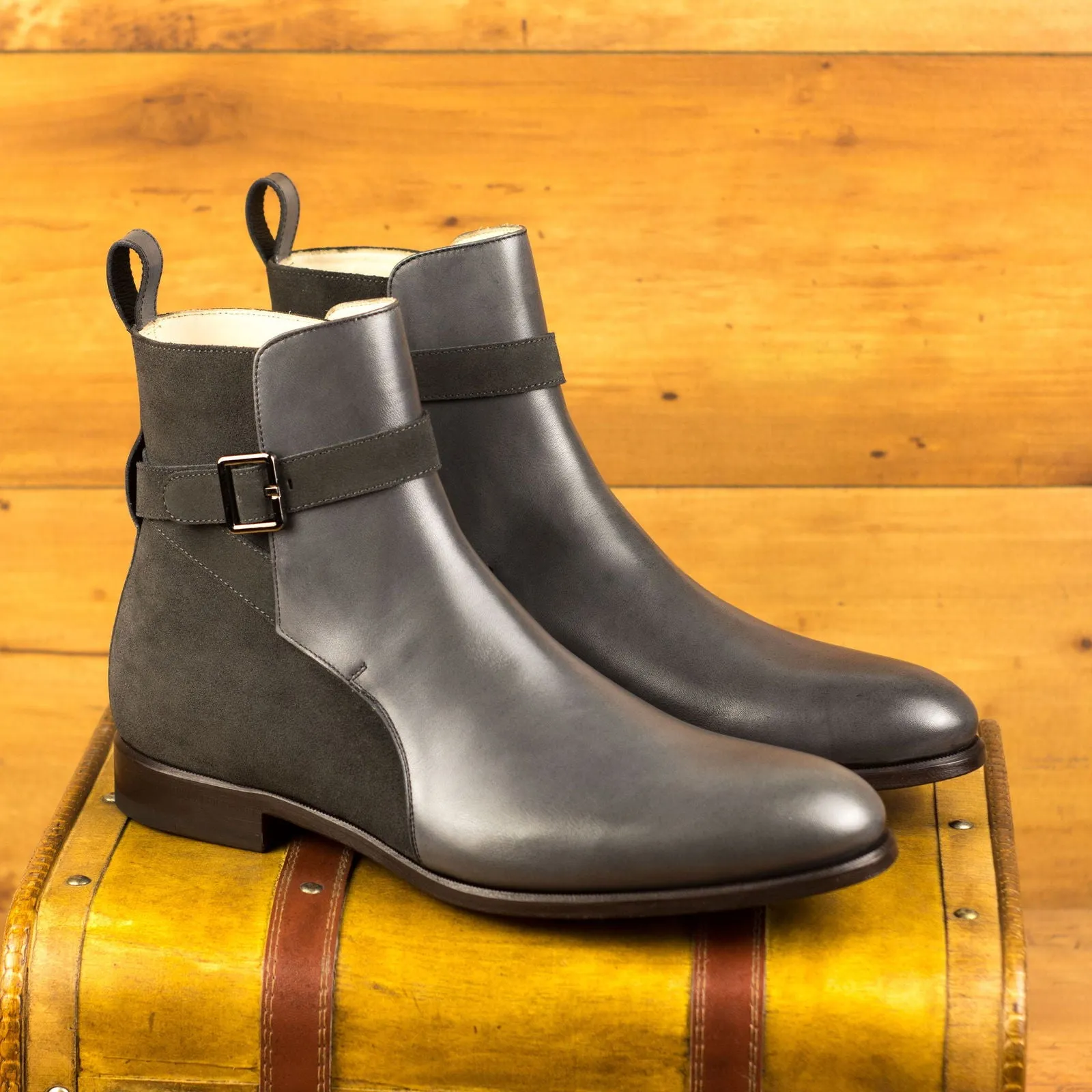 Men's Jodhpur Leather Boots Wide Plus Size Grey 4599