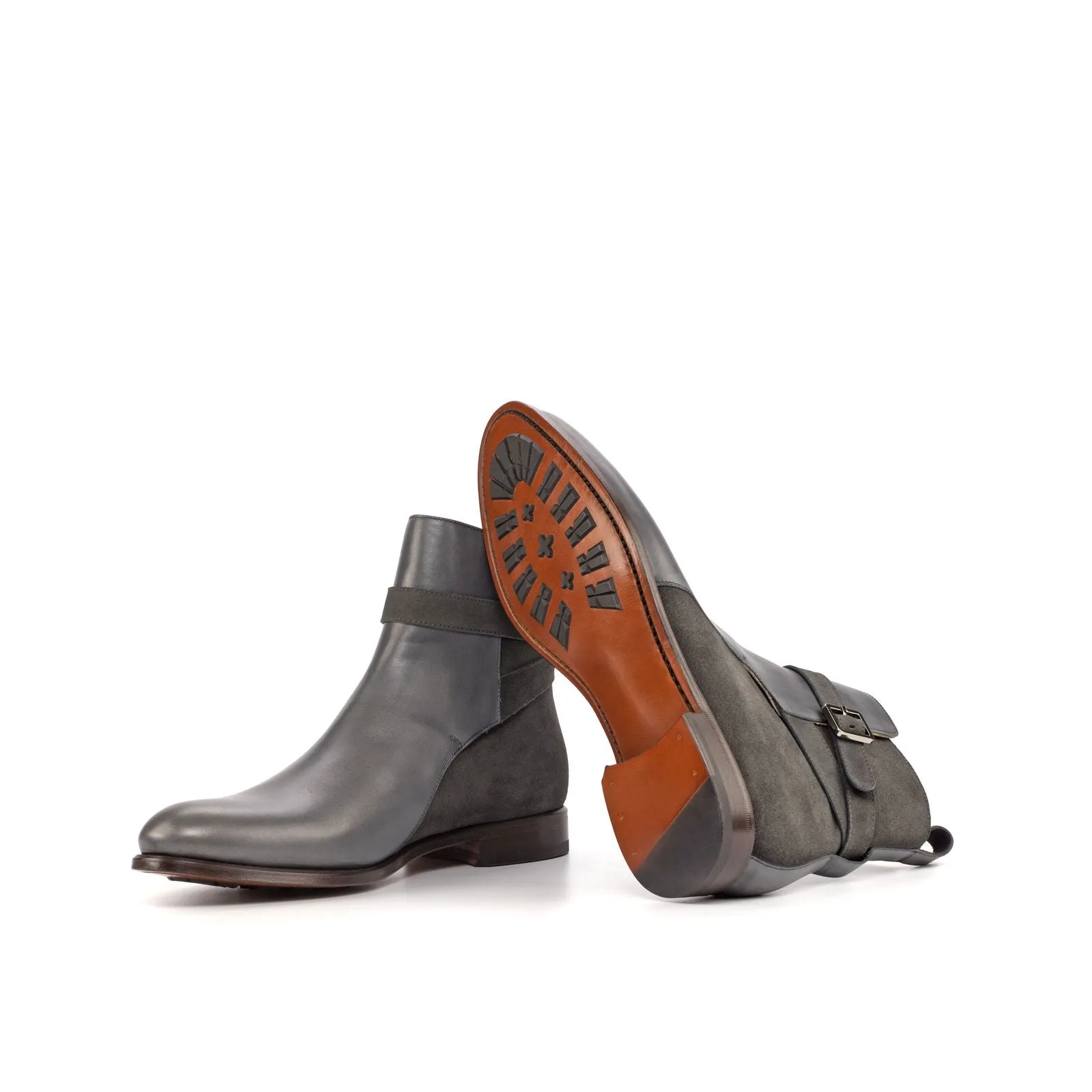 Men's Jodhpur Leather Boots Wide Plus Size Grey 4599