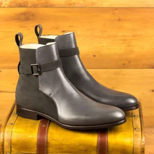 Men's Jodhpur Leather Boots Wide Plus Size Grey 4599