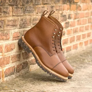 Men's Jumper Leather Boots Goodyear Welt Wide Plus Size Brown 5645
