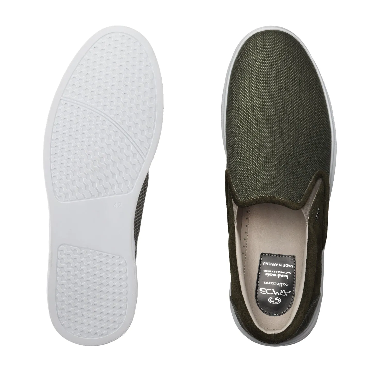 Men's Khaki Linen Slip-On Sneaker