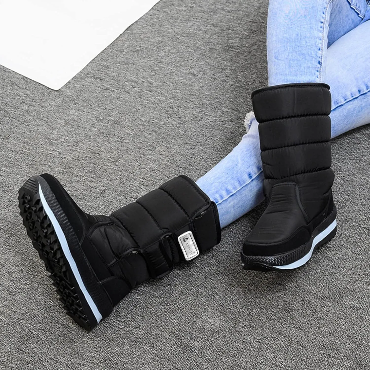 Men's Mid Calf Snow Boots Water Proof Insulated Winter Boots Fleece Lined Warm Thick Insulated Rain for Men