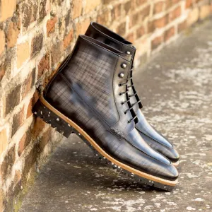 Men's Moc Boots Patina Goodyear Welt Wide Plus Size Grey 4993
