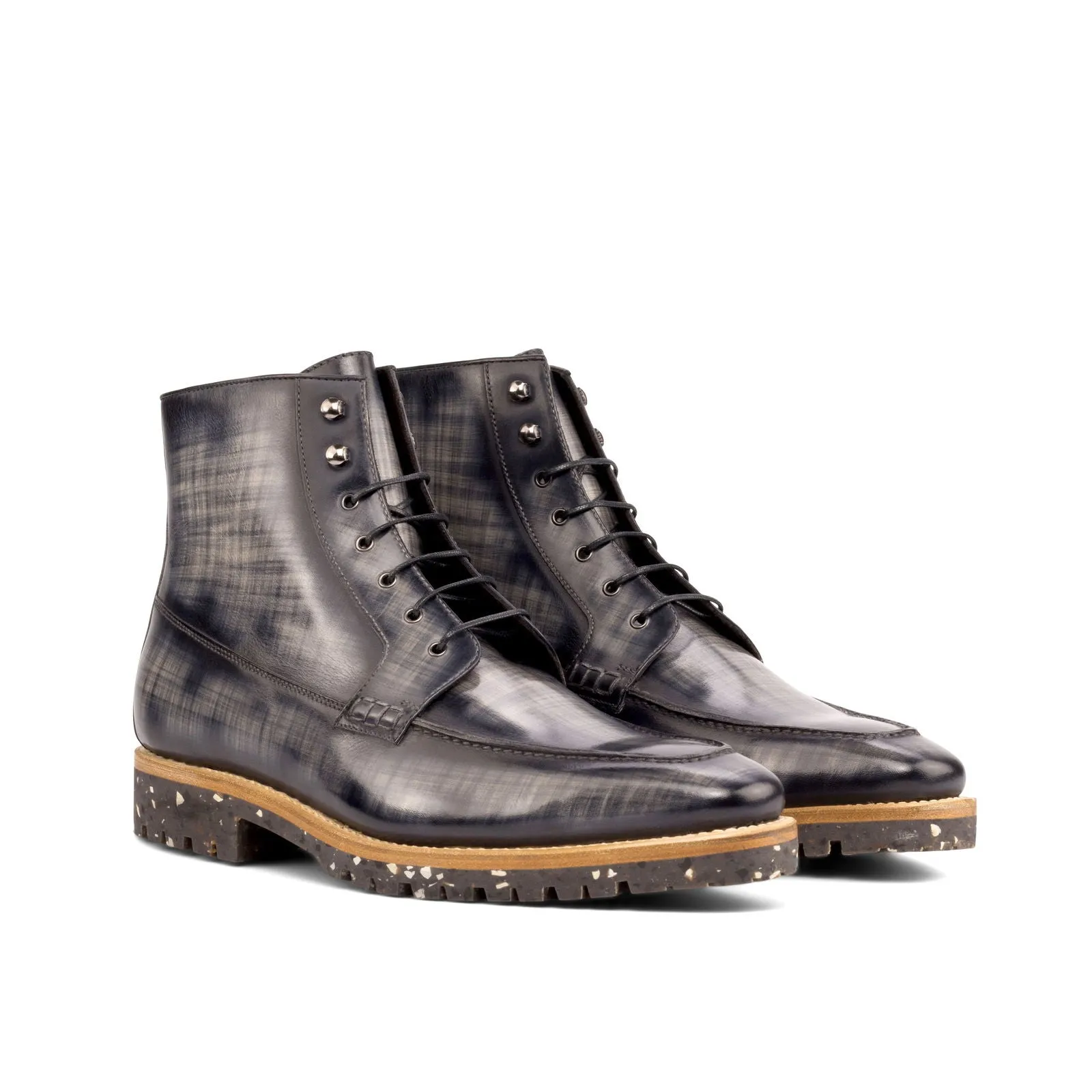 Men's Moc Boots Patina Goodyear Welt Wide Plus Size Grey 4993