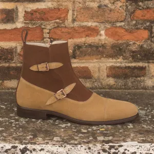 Men's Octavian Buckle Leather Boots Wide Plus Size Brown 3101