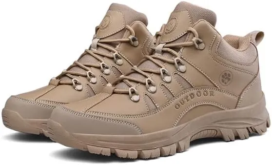 Men's Outdoor Good Arch Support High Top Hiking Shoes,Non-Slip Lightweight Travel Shoes Walking Sneakers Ankle Boots