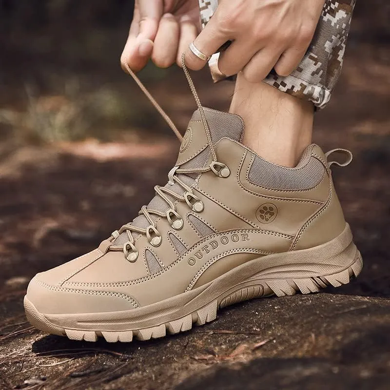 Men's Outdoor Good Arch Support High Top Hiking Shoes,Non-Slip Lightweight Travel Shoes Walking Sneakers Ankle Boots