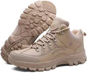 Men's Outdoor Good Arch Support High Top Hiking Shoes,Non-Slip Lightweight Travel Shoes Walking Sneakers Ankle Boots