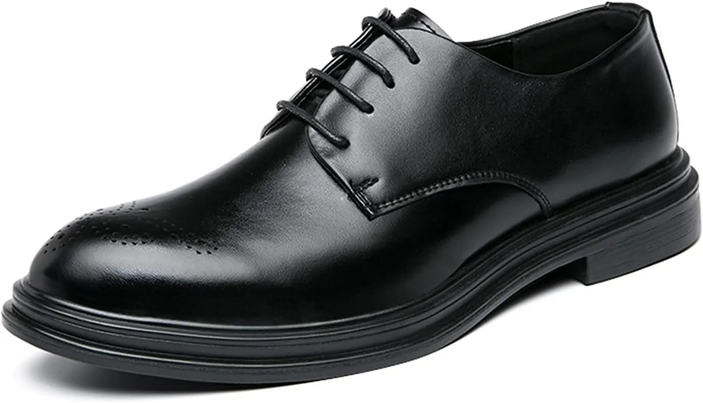 Men's Oxford Dress Lace Up Burnished Round Toe Oxford Dress Oxford Vegan Leather Embossed Heavy Duty Non-Slip Non-Slip Classic