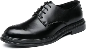 Men's Oxford Dress Lace Up Burnished Round Toe Oxford Dress Oxford Vegan Leather Embossed Heavy Duty Non-Slip Non-Slip Classic