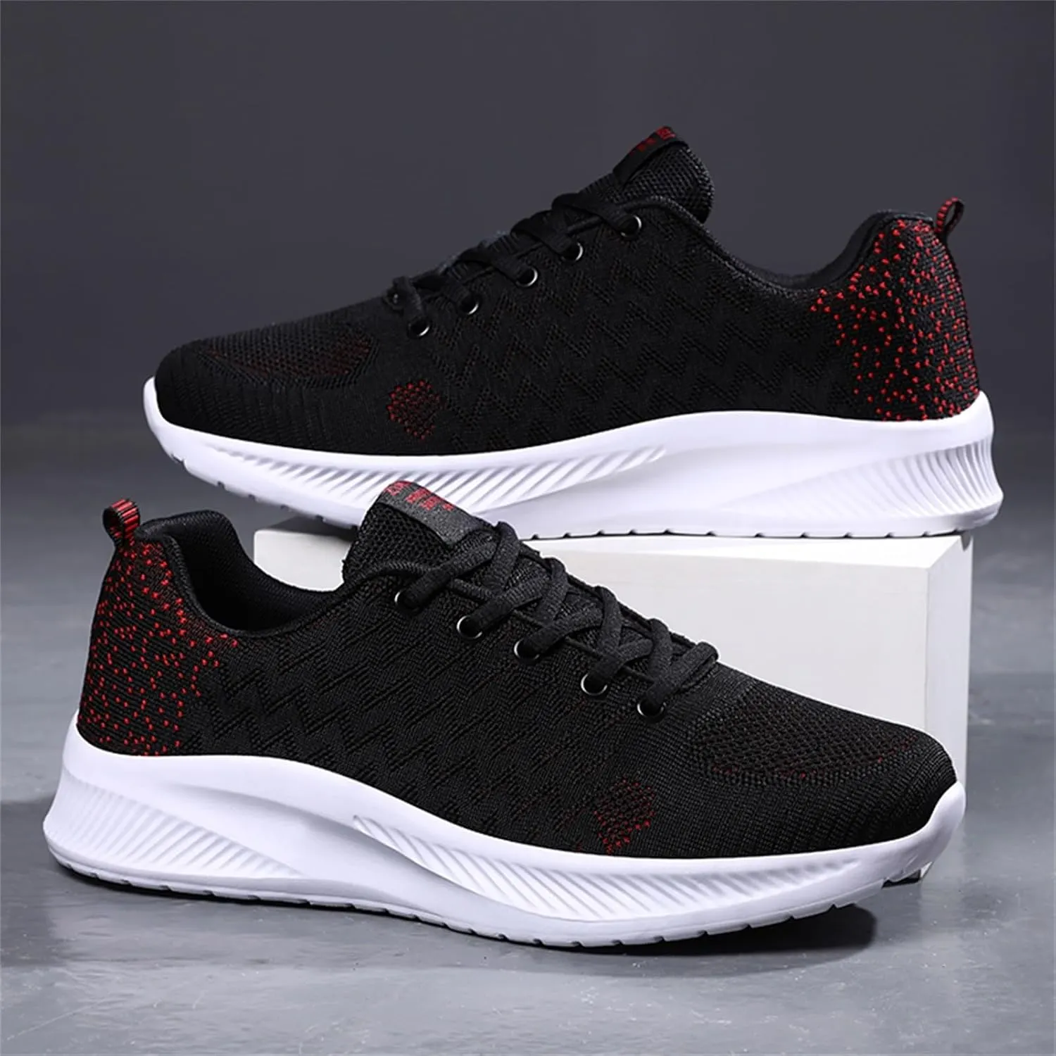Mens Runnimg Shoes Men's Lightweight Breathable Sneakers Comfortable Lace Up Flat Non Slip Walking Shoe