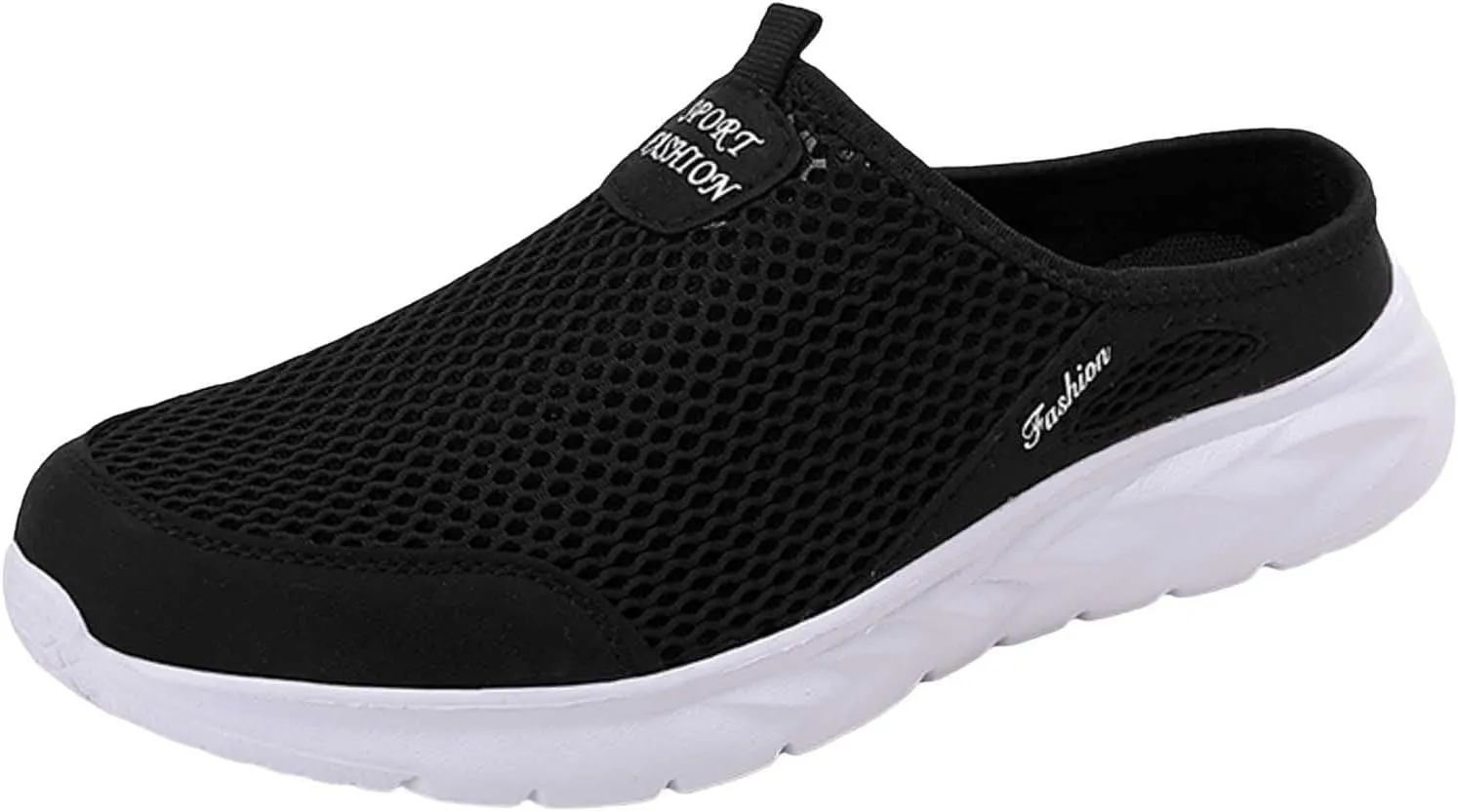 Men's Slip On Mesh Slippers Breathable Summer Shoes Lightweight Non Slip Beach Shoes Soft Flat Elderly Shoe