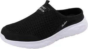 Men's Slip On Mesh Slippers Breathable Summer Shoes Lightweight Non Slip Beach Shoes Soft Flat Elderly Shoe