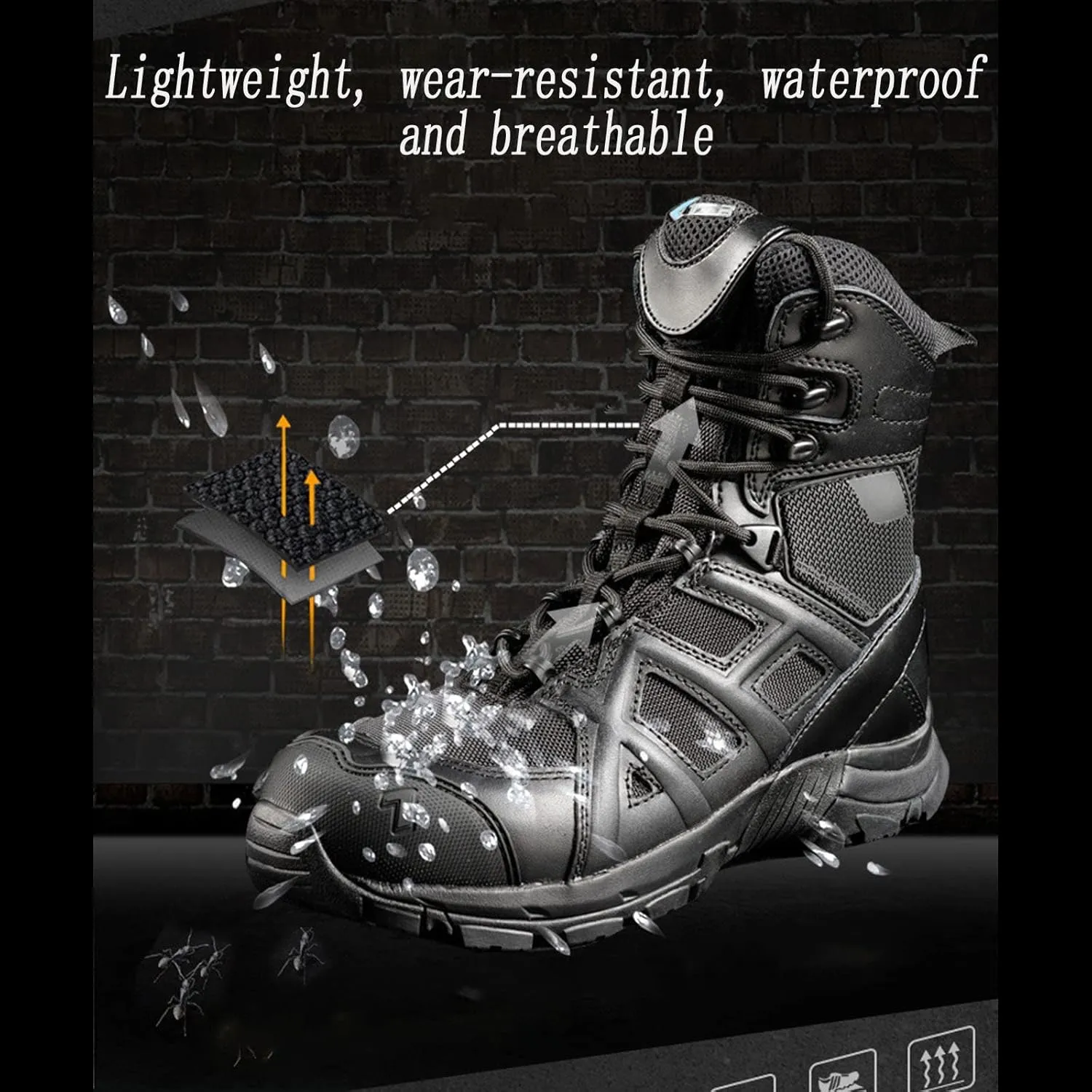 Men's Tactical Military Boots, Outdoor Ultralight Non-slip Breathable and Wear-resistant Combat Boots, for Desert Comfort Lace-up Sports Hiking Shoes