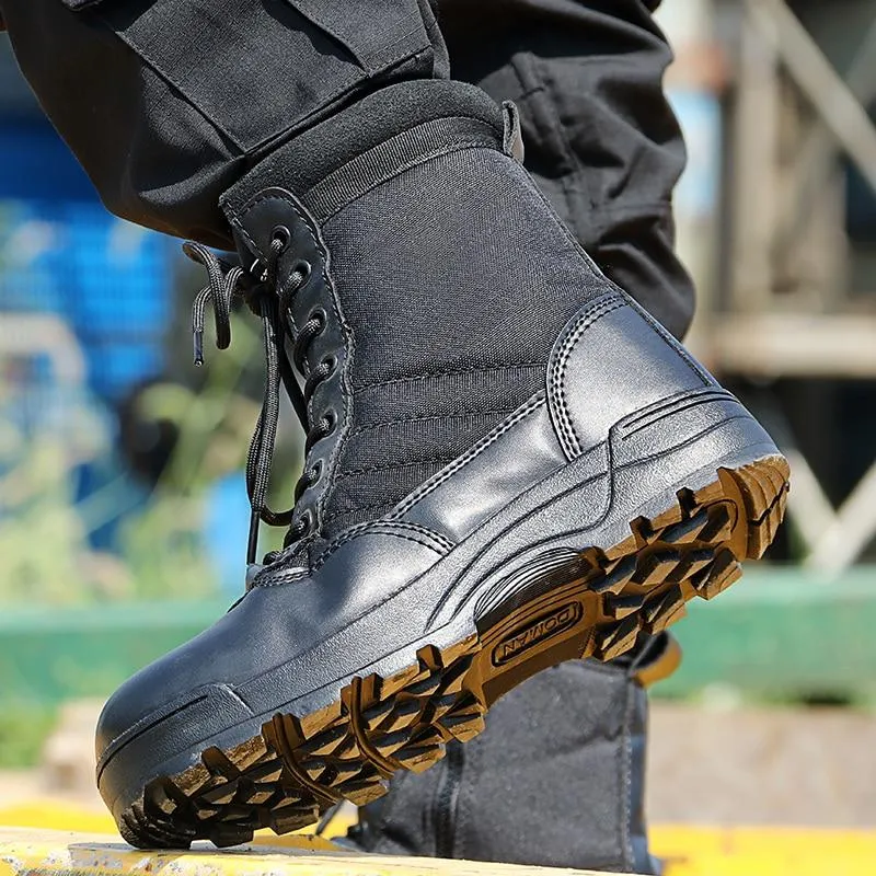 Men's tactical military combat boots working safety shoes with zipper