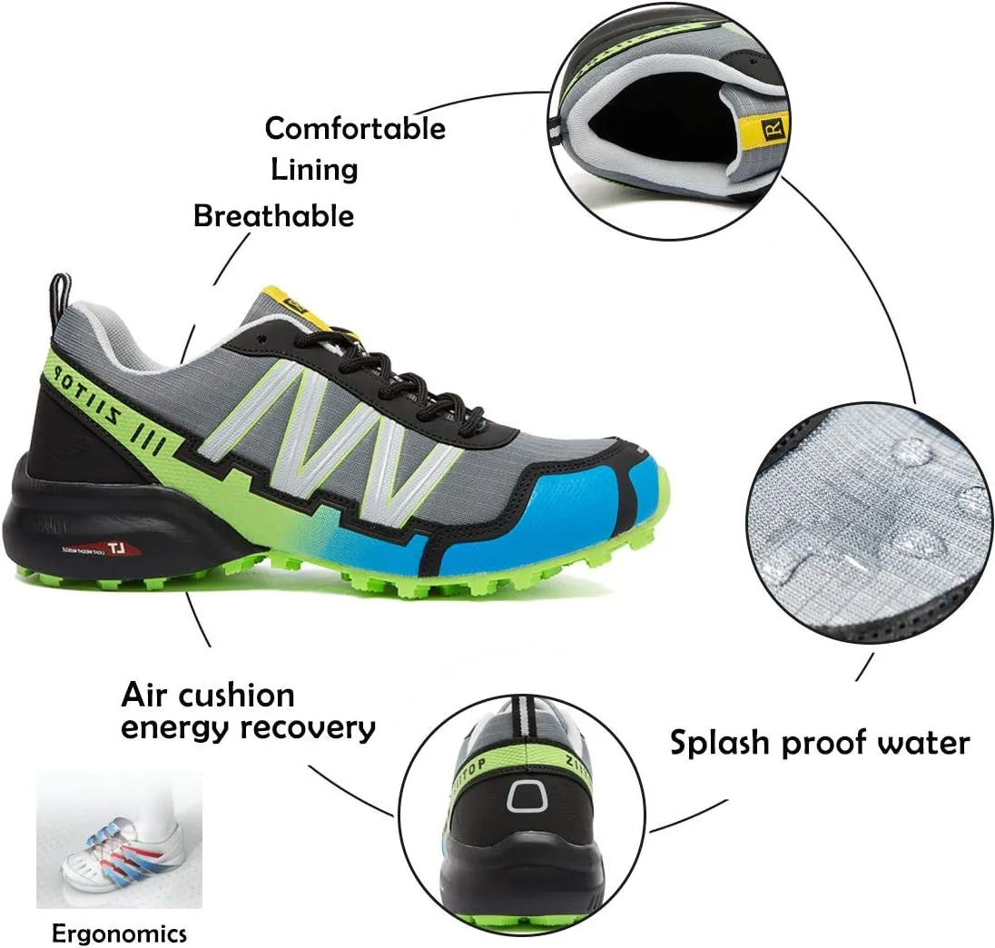 Men's Trail Running Shoes Waterproof Hiking Shoes Cushioning Outdoor Walking Sneakers All Terrain Trekking Rugged Trail