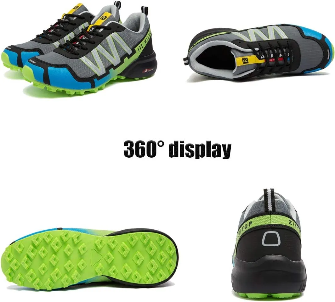 Men's Trail Running Shoes Waterproof Hiking Shoes Cushioning Outdoor Walking Sneakers All Terrain Trekking Rugged Trail