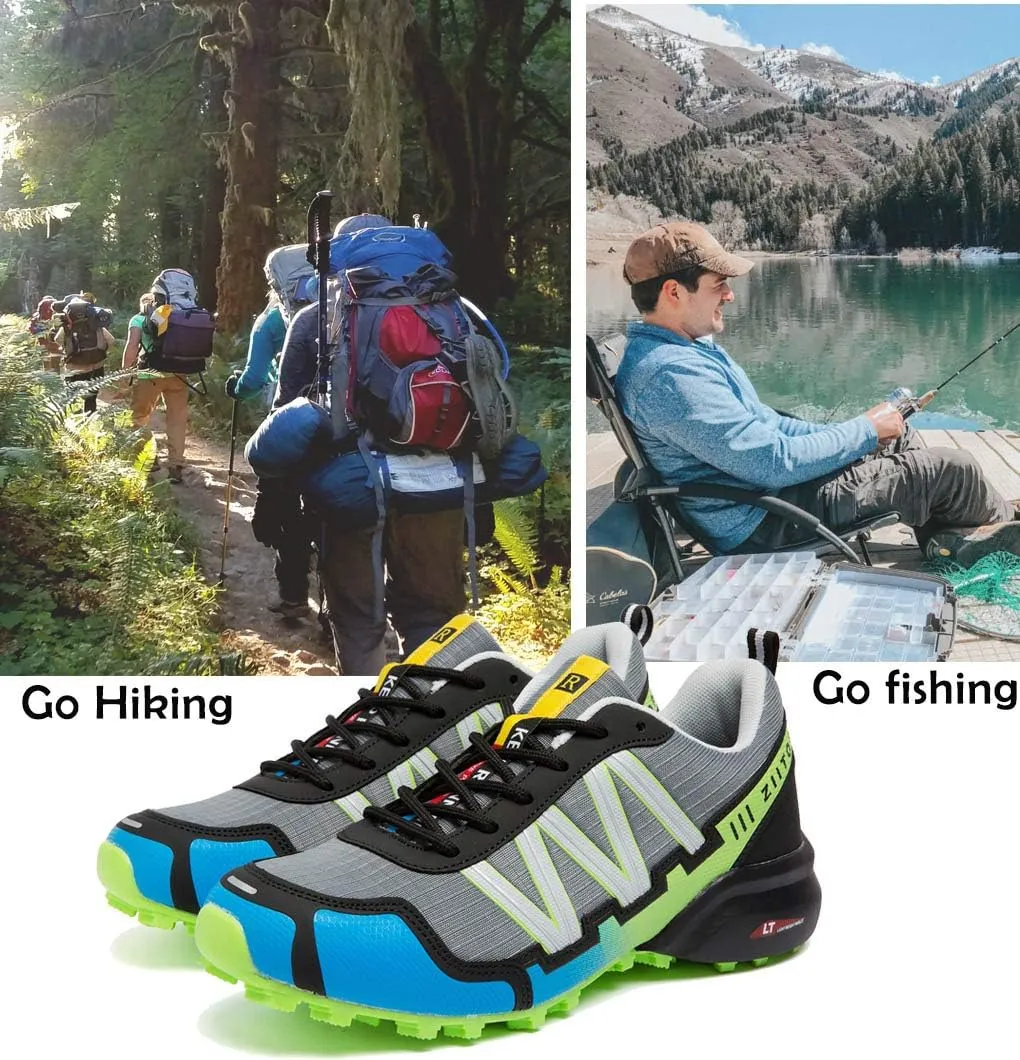 Men's Trail Running Shoes Waterproof Hiking Shoes Cushioning Outdoor Walking Sneakers All Terrain Trekking Rugged Trail