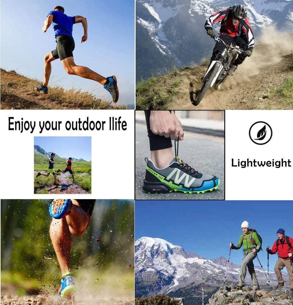 Men's Trail Running Shoes Waterproof Hiking Shoes Cushioning Outdoor Walking Sneakers All Terrain Trekking Rugged Trail
