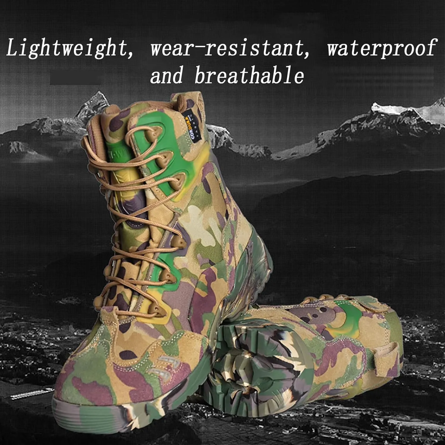 Men's Ultralight Combat Boots, Spring Autumn Outdoor Comfort Breathable with Zipper Hiking Shoes, for Desert Durable Lace-up Sports Tactical Military Boots