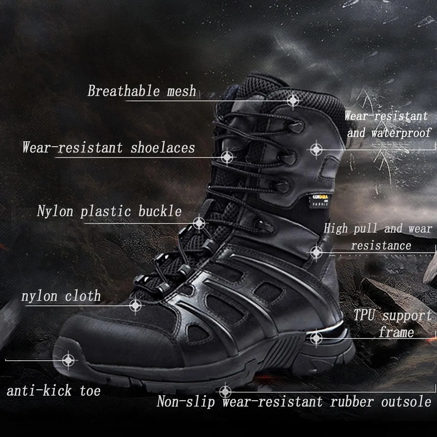Men's Ultralight Tactical Military Boots, Comfort Anti-collision Wear-resistant and Slip-resistant Hiking Shoes, Outdoor Desert Lace-up Sports Combat Boots