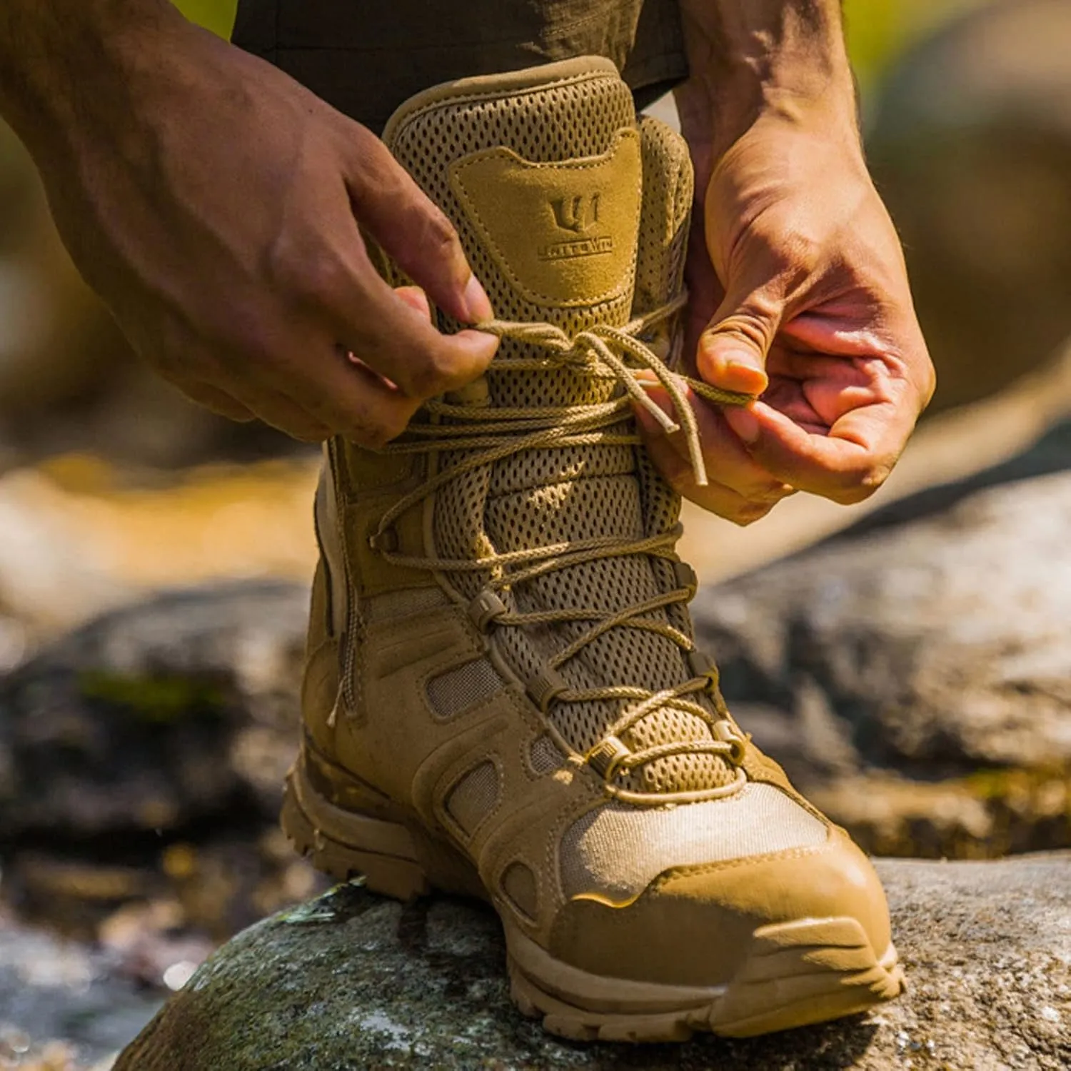 Men's Ultralight Tactical Military Boots, Comfort Anti-collision Wear-resistant and Slip-resistant Hiking Shoes, Outdoor Desert Lace-up Sports Combat Boots