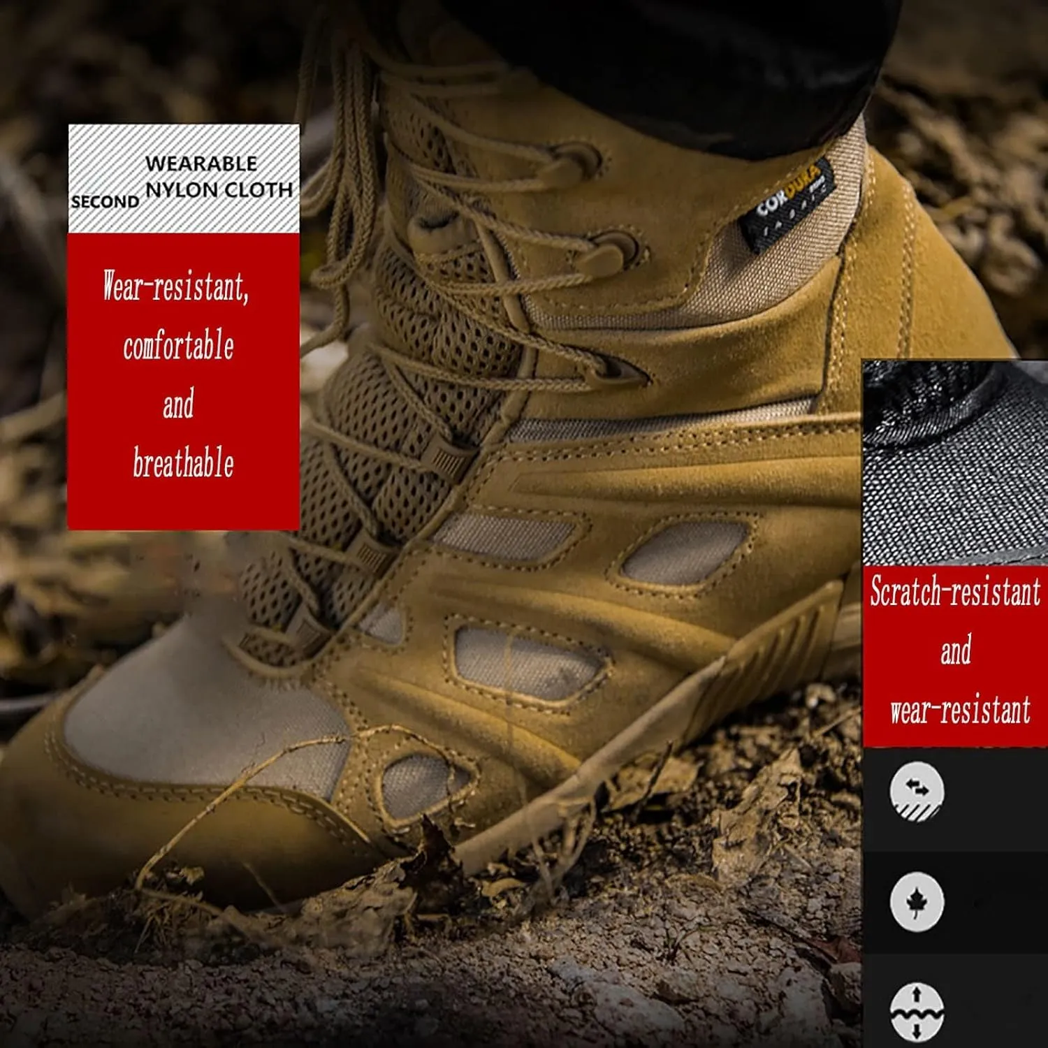 Men's Ultralight Tactical Military Boots, Comfort Anti-collision Wear-resistant and Slip-resistant Hiking Shoes, Outdoor Desert Lace-up Sports Combat Boots