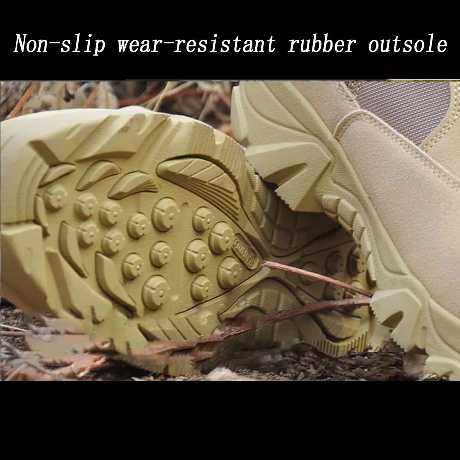 Men's Ultralight Tactical Military Boots, Comfort Breathable with Zipper Rubber Sole Hiking Shoes, for Outdoor Lace-up Sports Durable Desert Combat Shoes