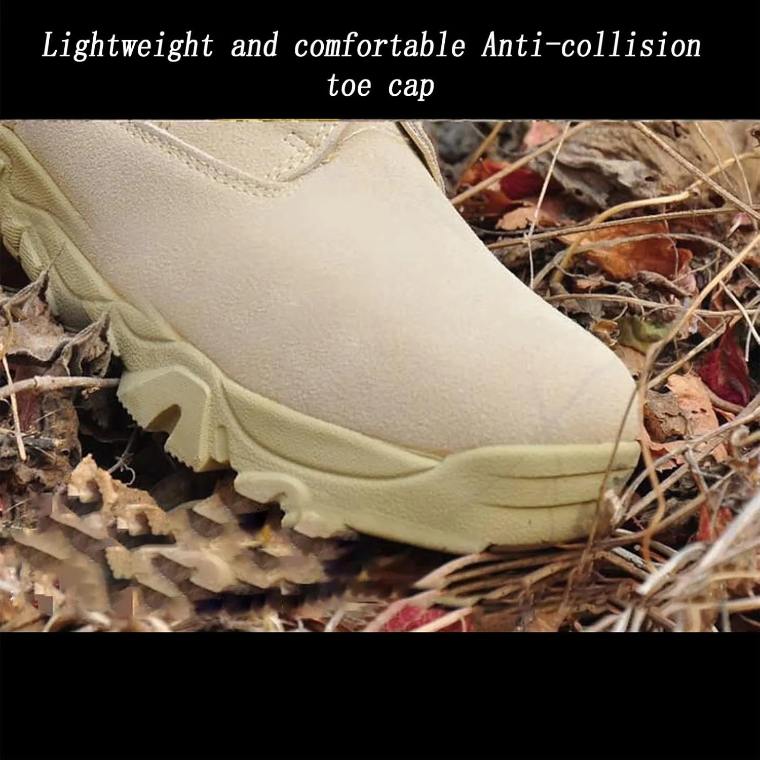 Men's Ultralight Tactical Military Boots, Comfort Breathable with Zipper Rubber Sole Hiking Shoes, for Outdoor Lace-up Sports Durable Desert Combat Shoes