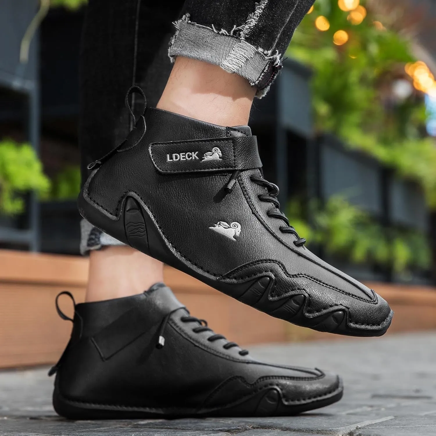 Mens Walking Shoes Lightweight Casual Outdoor Fashion Leather High Top Sports Shoes Slip On Athletic Shoes Men