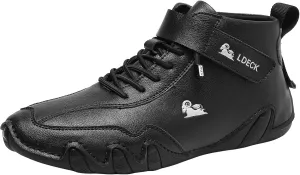 Mens Walking Shoes Lightweight Casual Outdoor Fashion Leather High Top Sports Shoes Slip On Athletic Shoes Men
