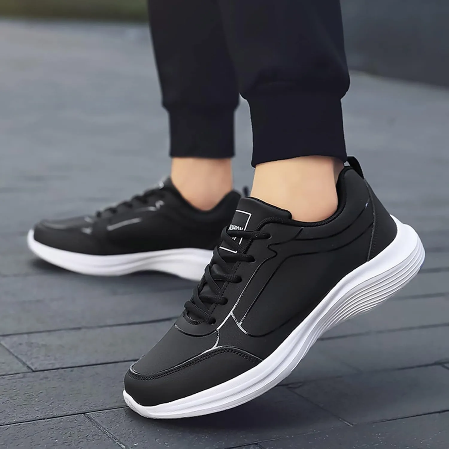 Men's Walking Sneakers Flat Non Slip Lightweight Breathable Outdoor Mens Comfortable Lace Up Sport Shoes