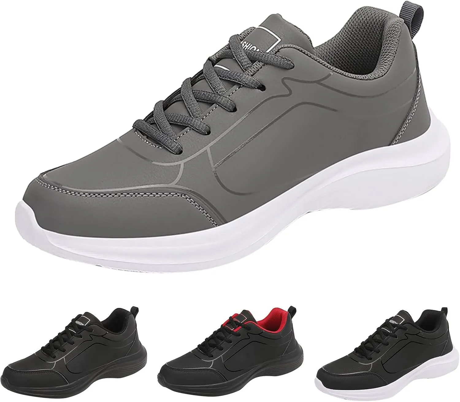 Men's Walking Sneakers Flat Non Slip Lightweight Breathable Outdoor Mens Comfortable Lace Up Sport Shoes