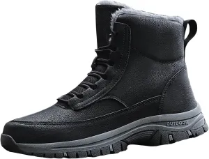 Men's Water Proof Winter Boots Fleece Lined Cold Proof Insulated Snow Boots Lace Up Thick Bottom Mountain Shoes for Men