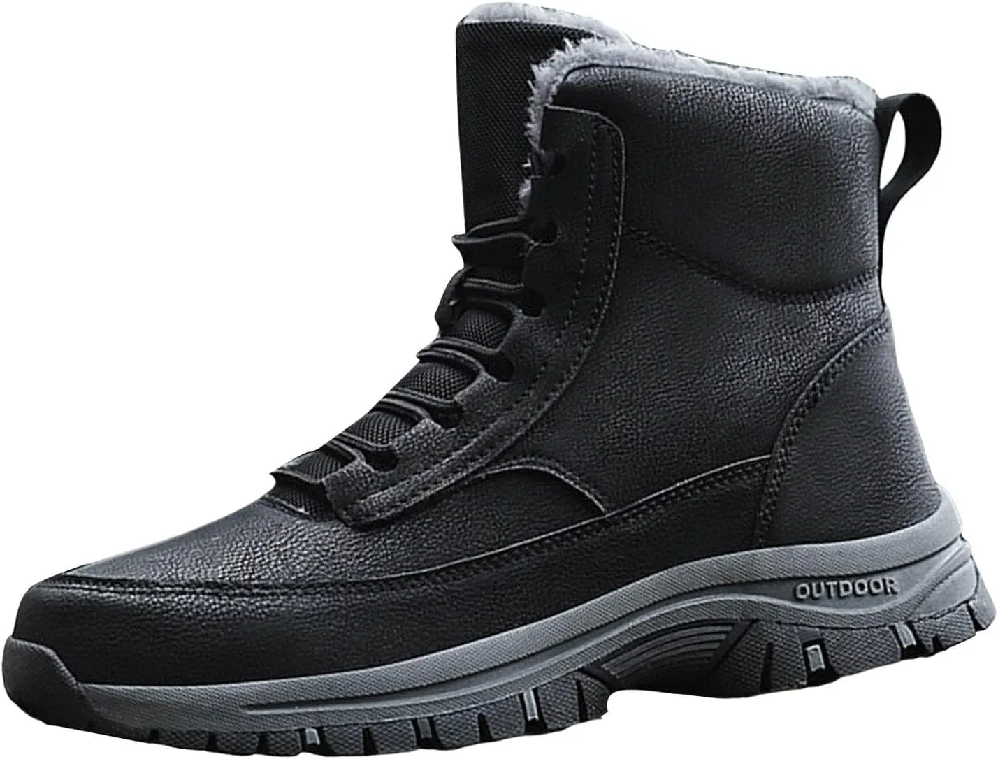 Men's Water Proof Winter Boots Fleece Lined Cold Proof Insulated Snow Boots Lace Up Thick Bottom Mountain Shoes for Men