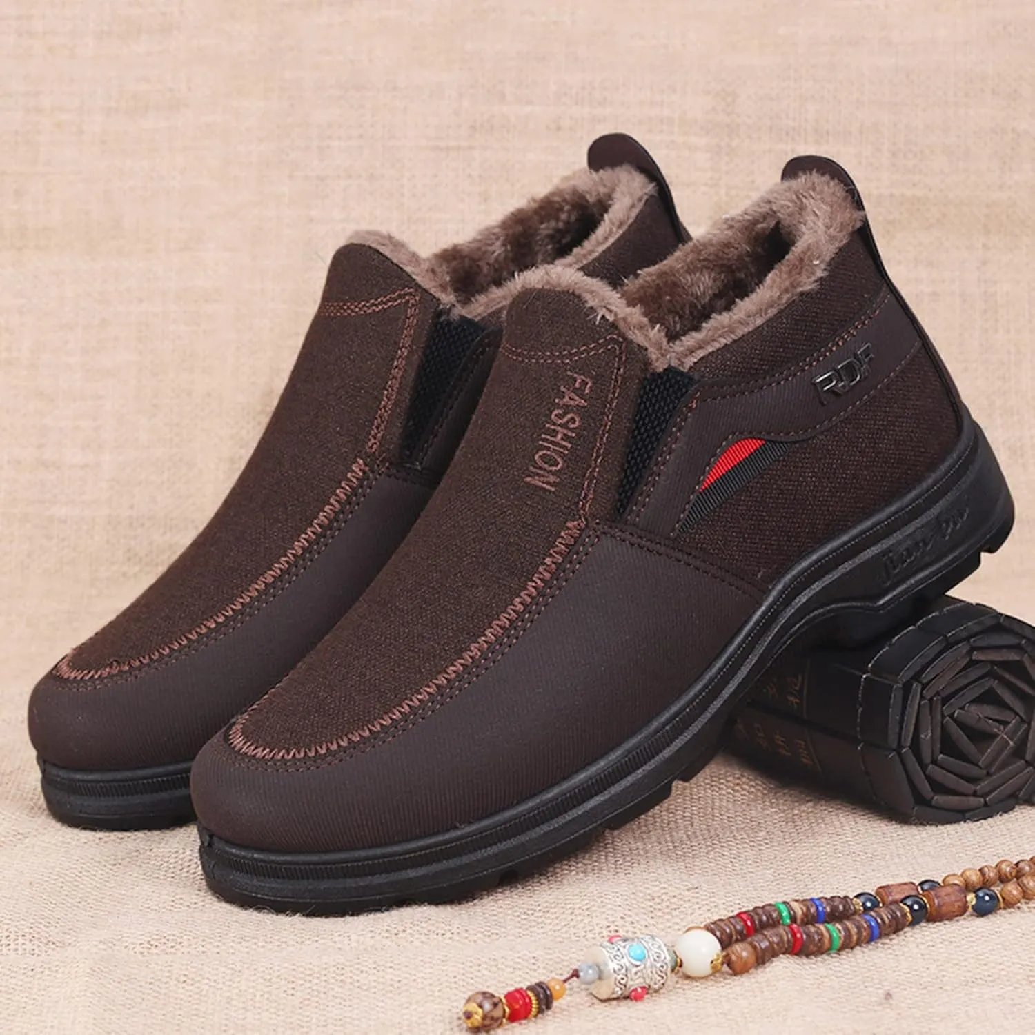 Mens Winter Boots, Waterproof Insulated Fur Boots Insulated Duck Shoes Lightweight Hiking Boot Womens Winter Shoes