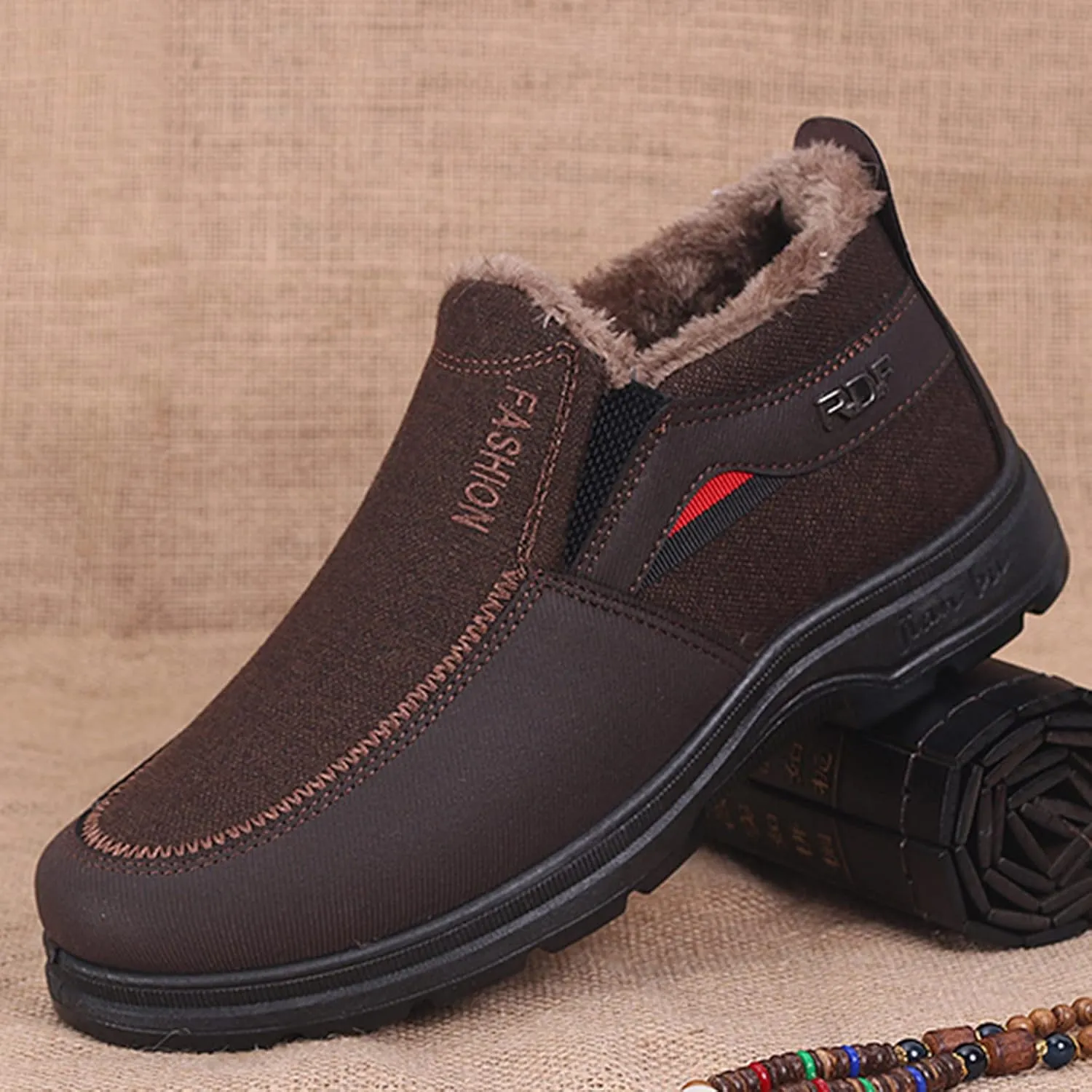 Mens Winter Boots, Waterproof Insulated Fur Boots Insulated Duck Shoes Lightweight Hiking Boot Womens Winter Shoes