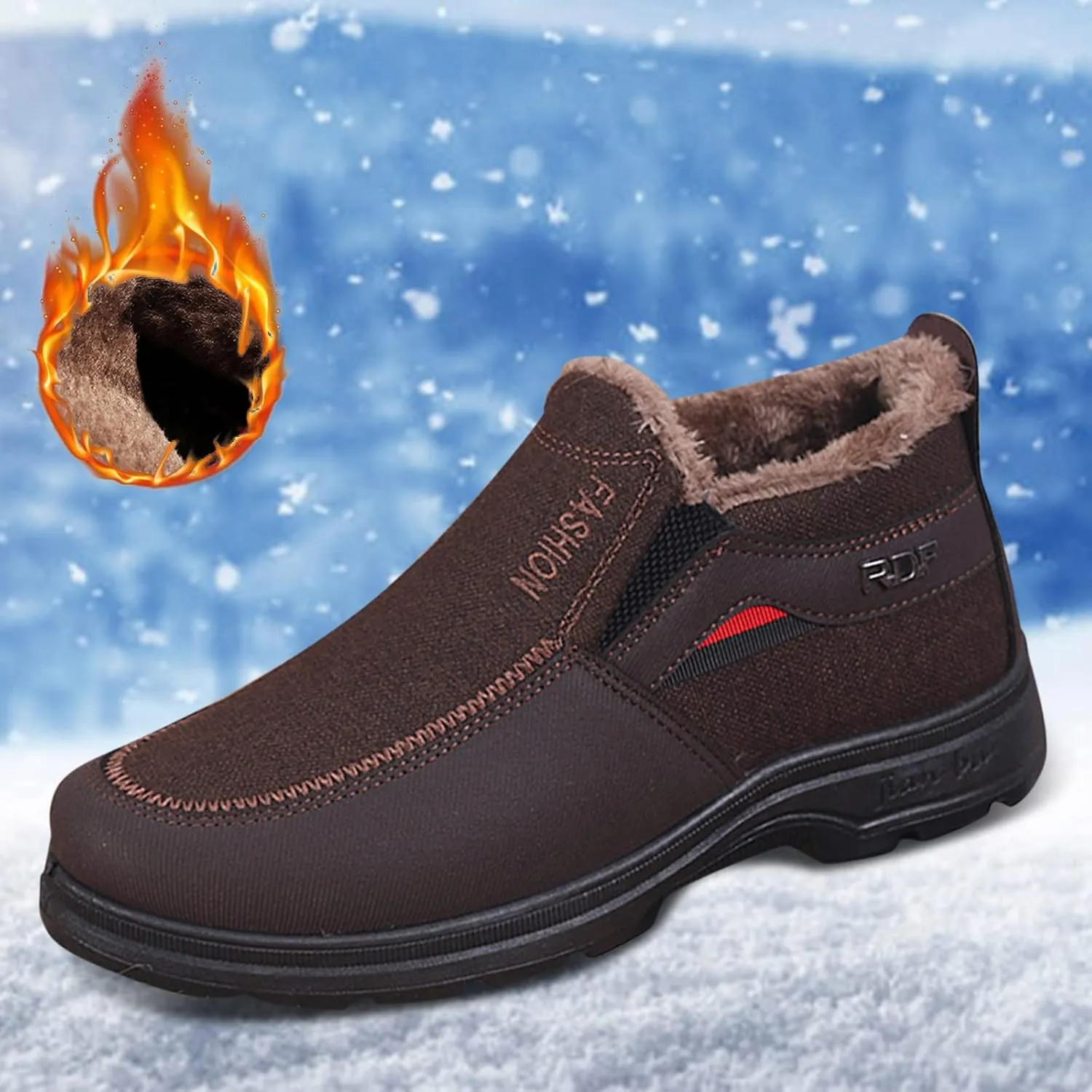 Mens Winter Boots, Waterproof Insulated Fur Boots Insulated Duck Shoes Lightweight Hiking Boot Womens Winter Shoes
