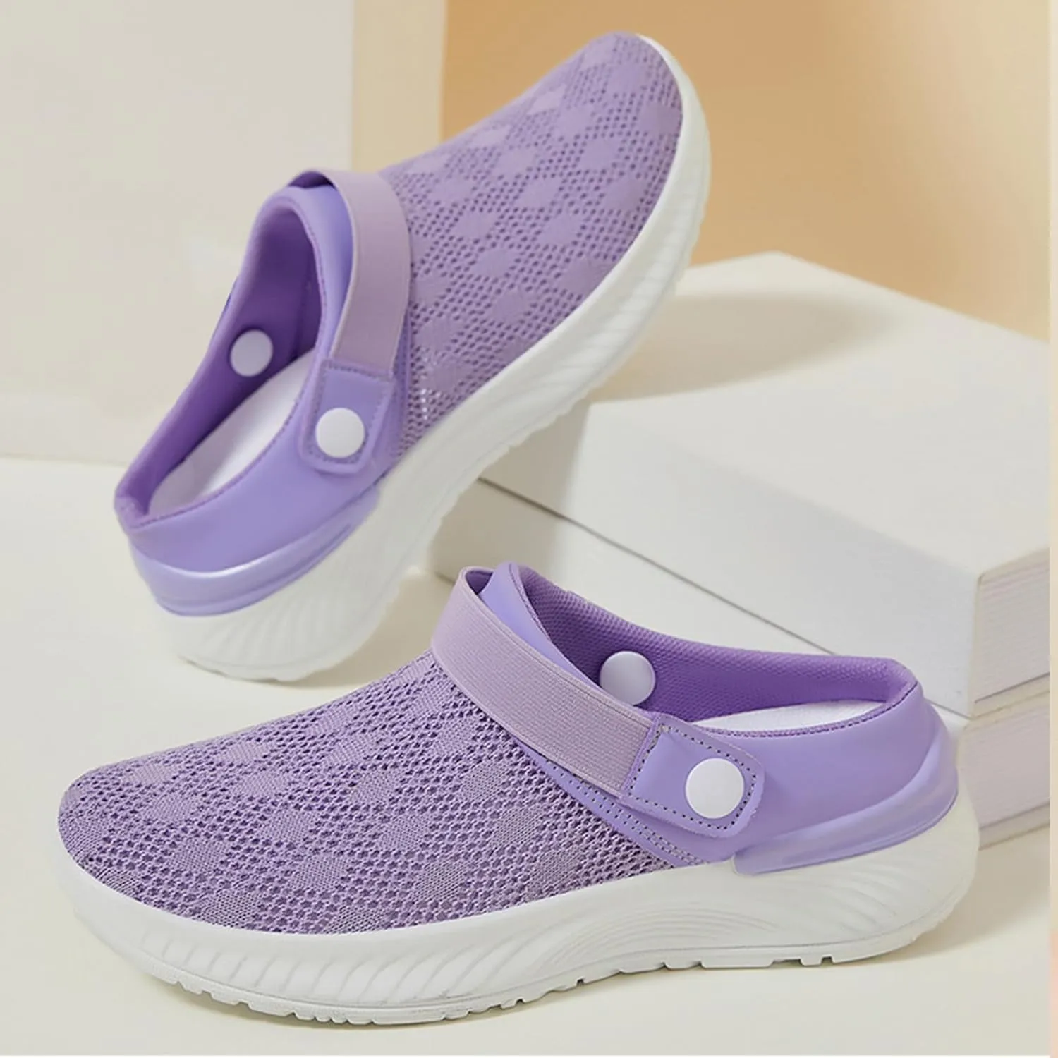 Mens Womens Mules & Clogs Garden Shoes Summer Breathable Mesh Walking Mules Sneakers Open Back Slip On Shoes Non-Slip Outdoor Beach Sandals Unisex Casual Slipper Closed Toe Slides