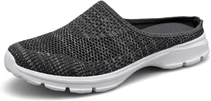 Mmoneyake Mules for Women Shoes Slip On Sneakers Lightweight Breathable Comfortable Walking Shoes Knit Flats Light Open Back Shoe Closed Toe Slides Mesh Air Cushion Orthopedic Diabetic Shoe
