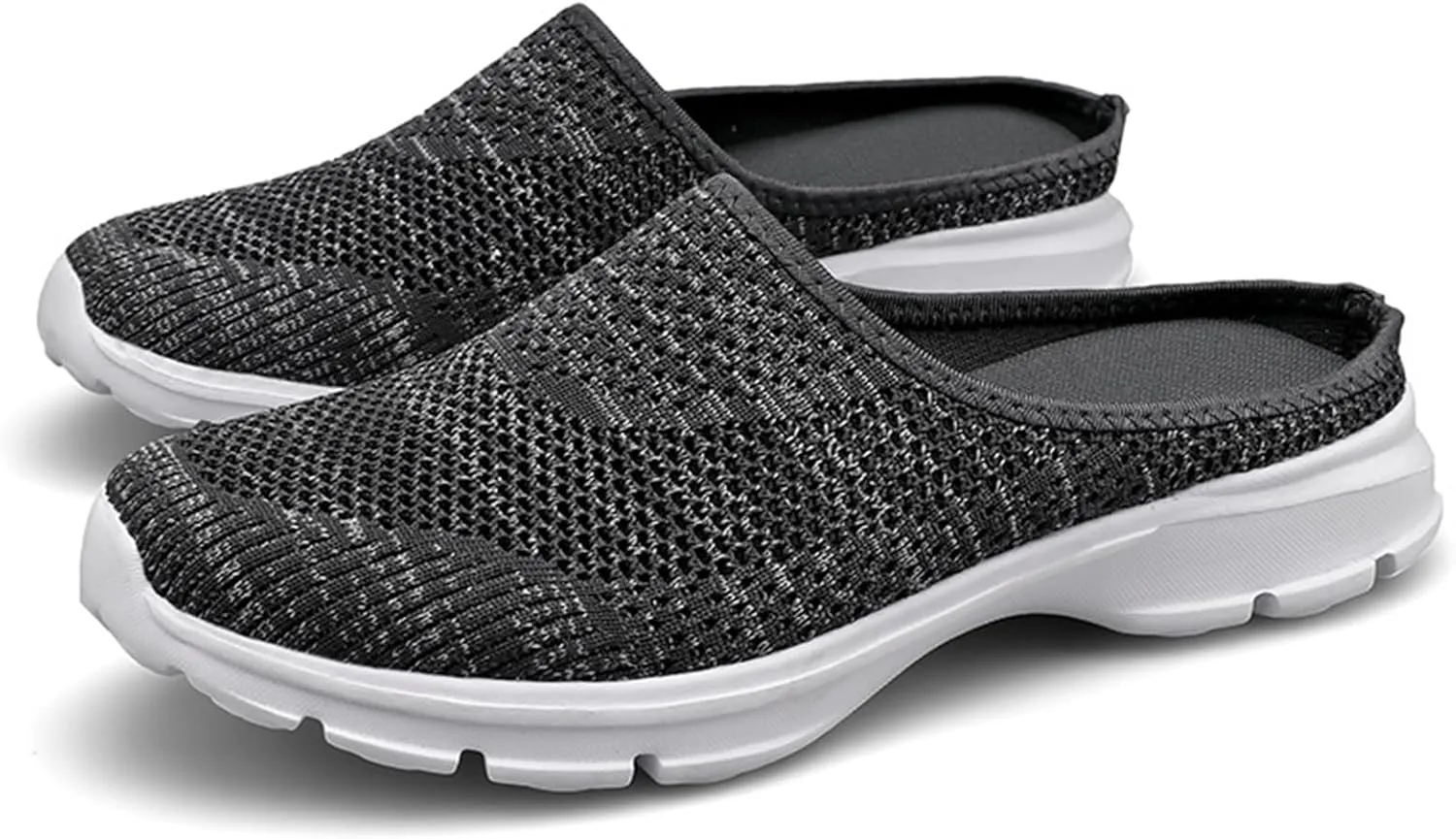 Mmoneyake Mules for Women Shoes Slip On Sneakers Lightweight Breathable Comfortable Walking Shoes Knit Flats Light Open Back Shoe Closed Toe Slides Mesh Air Cushion Orthopedic Diabetic Shoe