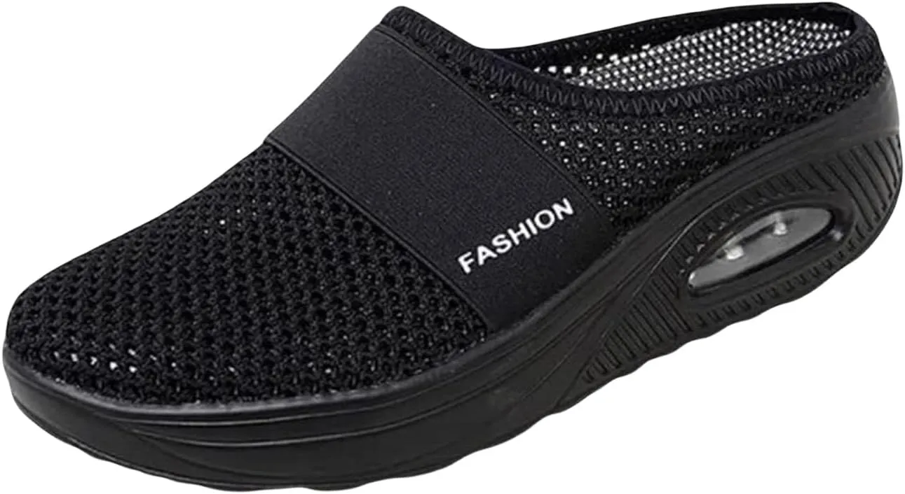 Mmoneyake Slip On Mules & Clogs for Women Orthopedic Diabetic Walking Shoes Backless Breathable Sneakers with Arch-Support Beach Sandals Slippers Closed Toe Slides