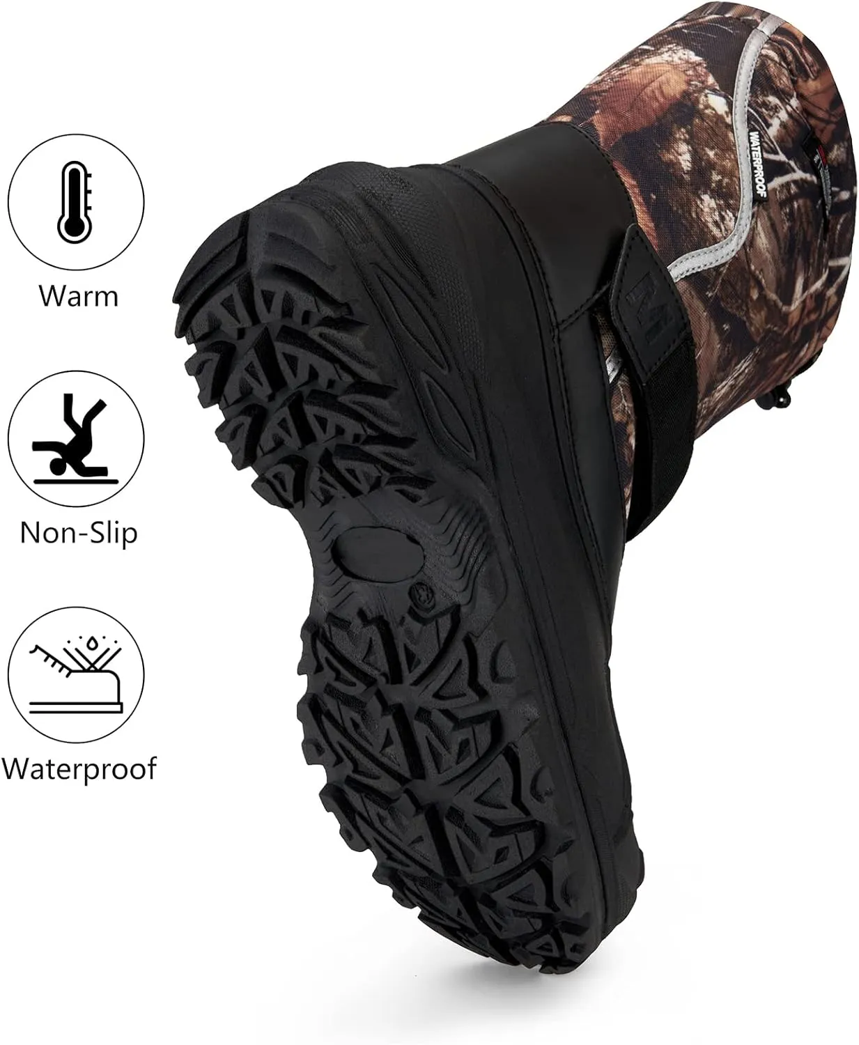 MORENDL Men's Snow Boots for Winter Waterproof Cold-Weather Non-slip Insulation Hiking Shoes with Warmth Removable Liner and Reflective Piping for Visibility
