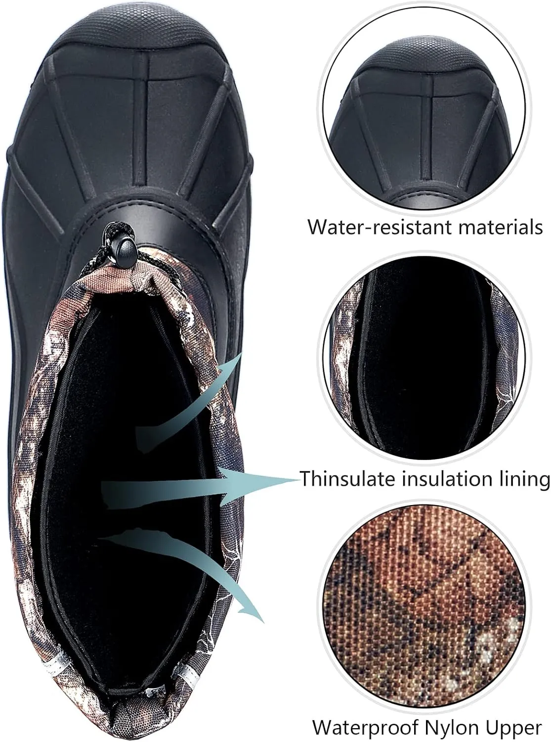 MORENDL Men's Snow Boots for Winter Waterproof Cold-Weather Non-slip Insulation Hiking Shoes with Warmth Removable Liner and Reflective Piping for Visibility